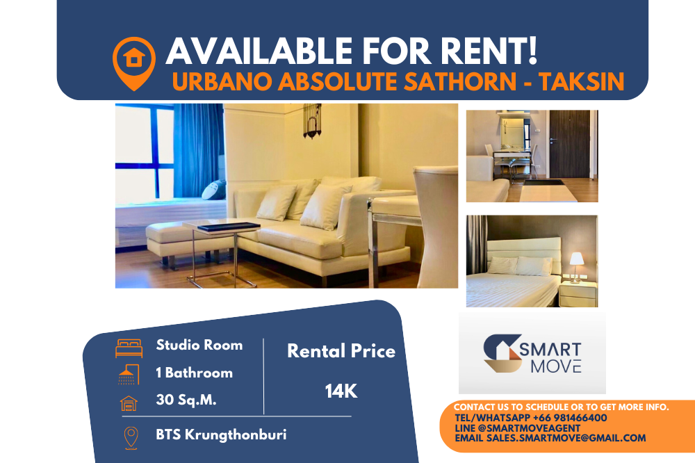 For RentCondoWongwianyai, Charoennakor : Code C20221206157..........Urbano Absolute Sathorn - Taksin for rent, Studio room, 1 bathroom, high floor, furnished, ready to move in