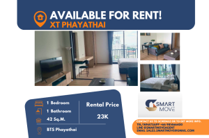 For RentCondoRatchathewi,Phayathai : Code C20240900013..........XT Phayathai for rent, 1 bedroom, 1 bathroom, high floor, furnished, ready to move in