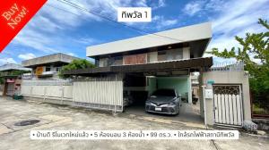 For SaleHouseSamut Prakan,Samrong : For sale/rent, single house, 99 square wah, 5 bedrooms, renovated, Thipwan Village, near MRT Thipwan station, very peaceful and livable