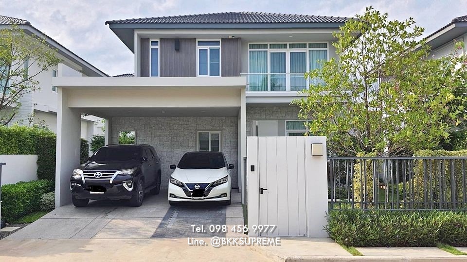 For SaleHouseLadkrabang, Suwannaphum Airport : (Price lower than cost) ** Single house, Manthana (2), Motorway-Krungthep Kreetha new road, very new house, like new **