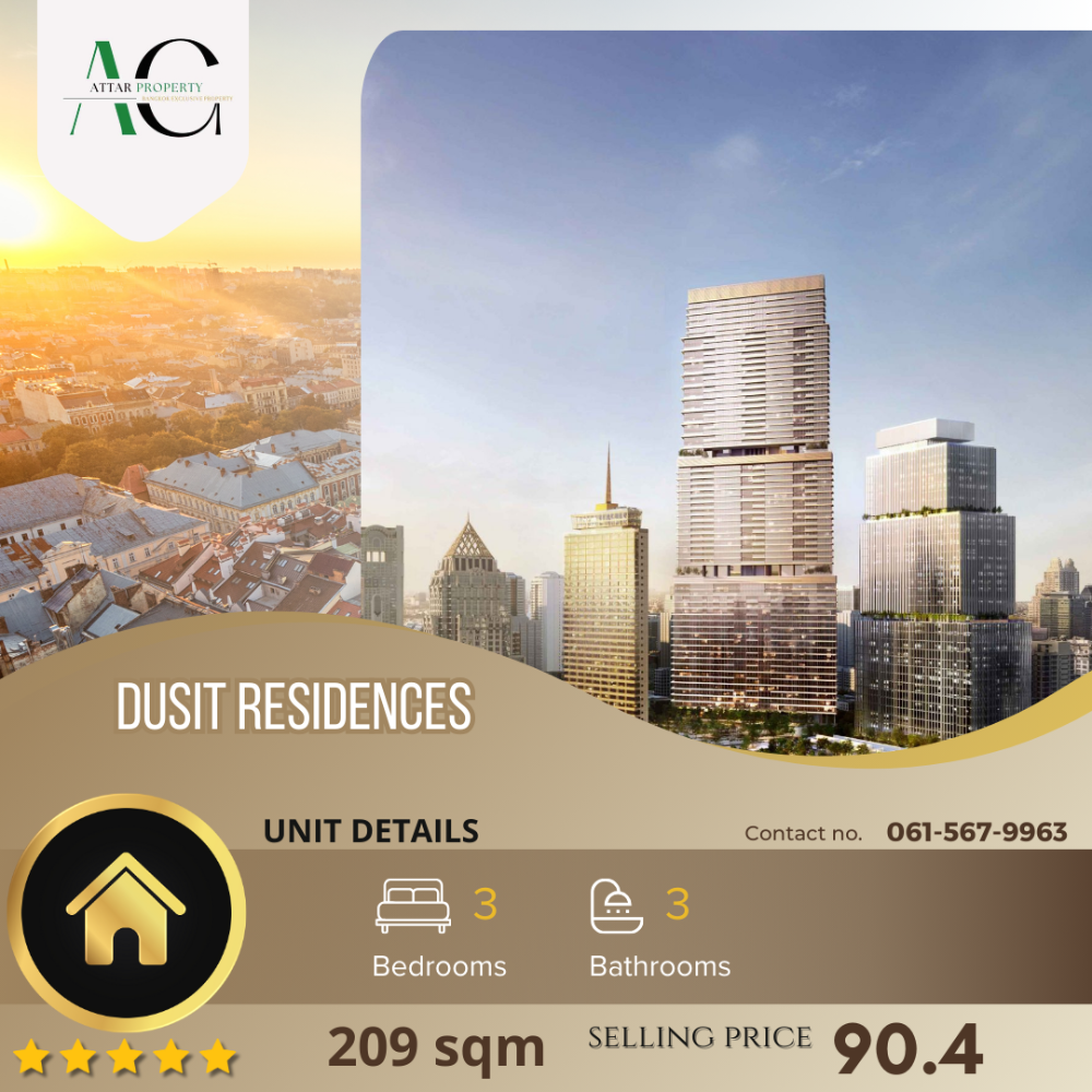 For SaleCondoSilom, Saladaeng, Bangrak : *RARE TYPE*Dusit Residences | 3 Bed Park view | 0615679963