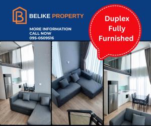 For RentCondoRama9, Petchburi, RCA : #BL0125 ✨Duplex condo for rent, Rama 9 location, fully furnished✨