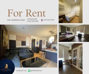 ให้เช่าคอนโดราชเทวี พญาไท : 🏙️ BEST DEAL FOR RENT | The Address Siam 3 Bedrooms 2 Bathrooms 98 sqm. - ฿40,000/month Tel.0909426442 K.Film