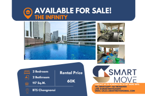 For RentCondoSathorn, Narathiwat : Code C20240900030..........The Infinity for rent, 2 bedroom, 2 bathroom, high floor, furnished, ready to move in