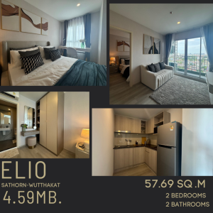 For SaleCondoThaphra, Talat Phlu, Wutthakat : Elio Sathorn-wutthakat 2 bedrooms, 2 bathrooms, 57.69 sq m, starting at 4.59 million baht, fully furnished as seen, ready to move in