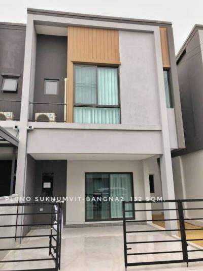 For RentTownhouseBangna, Bearing, Lasalle : For rent: 2-storey townhouse, 3 bedrooms, fully furnished, ready to move in, Pleno Sukhumvit-Bangna 2, 132 sq m, 25 sq wa, near Mega Bangna, Suvarnabhumi Airport