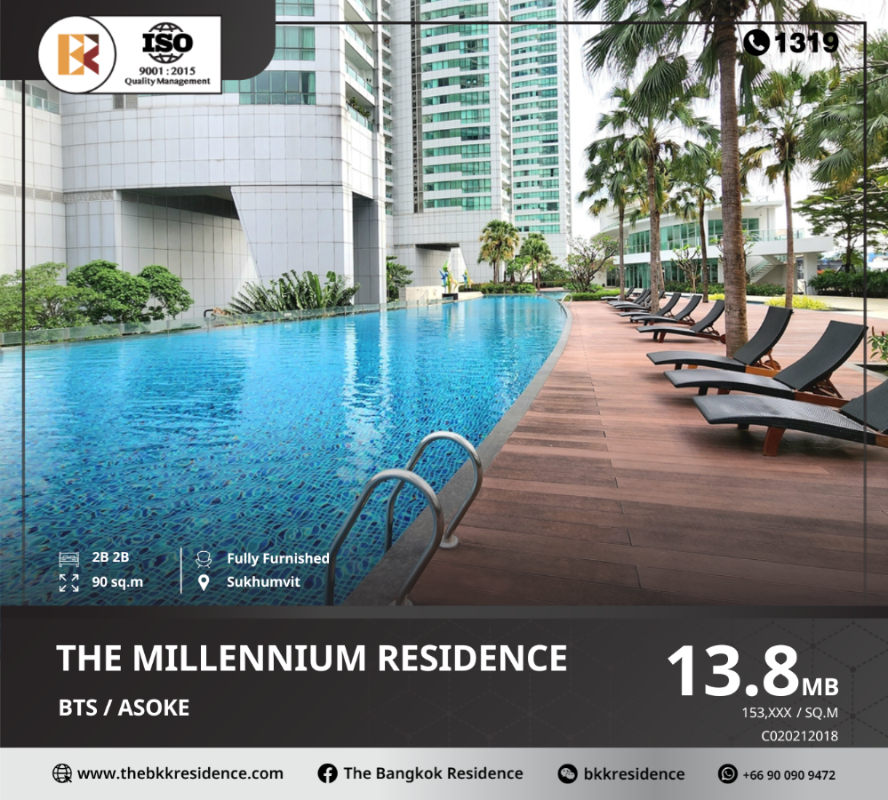 For SaleCondoSukhumvit, Asoke, Thonglor : The Millennium Residence, a luxury condo, convenient transportation, near BTS Asoke