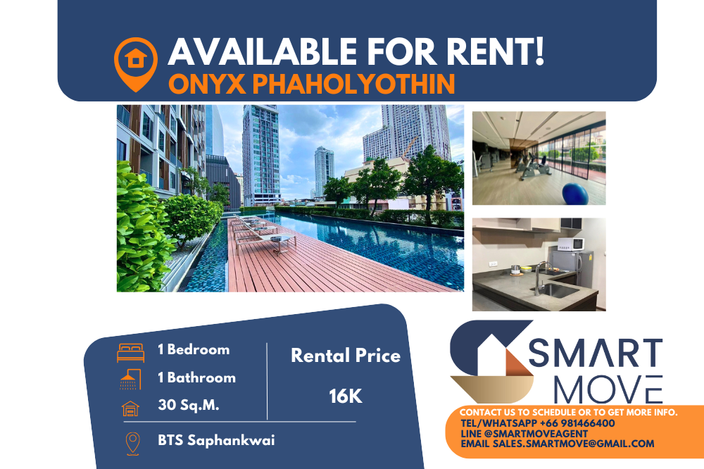 For RentCondoSapankwai,Jatujak : Code C20230201811..........Onyx Phaholyothin for rent, 1 bedroom, 1 bathroom, high floor, furnished, ready to move in