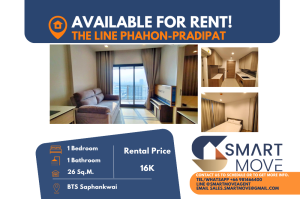 For RentCondoSapankwai,Jatujak : Code C20240300225..........The Line Phahon - Pradipat for rent, 1 bedroom, 1 bathroom, high floor, furnished, ready to move in