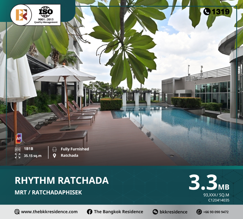 For SaleCondoRatchadapisek, Huaikwang, Suttisan : RHYTHM Ratchada, a luxurious condo with beautiful design, near MRT Ratchadaphisek