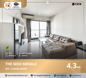 For SaleCondoSathorn, Narathiwat : The Seed Mingle, a modern minimalist style condo designed to combine nature with city life, near BTS Chong Nonsi.