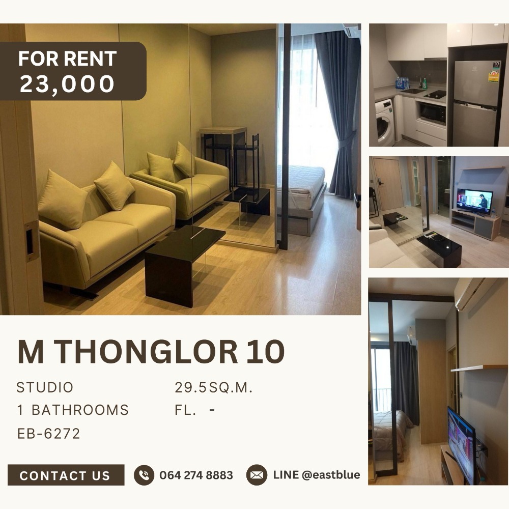 For RentCondoSukhumvit, Asoke, Thonglor : Pet-Friendly M Thonglor 10 Studio for rent 23,000 per month