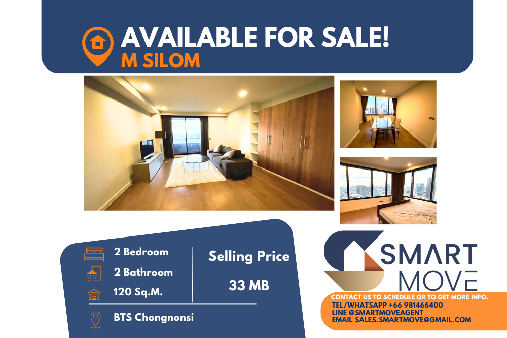 For SaleCondoSilom, Saladaeng, Bangrak : 🔥🔥Extra large room!! 🔥🔥 Code C20230600568.......M Silom for sale, 2 bedrooms, 2 bathrooms, corner room, high floor 35++, 120 Sq. M., city view, fully furnished, special price‼️ 📣