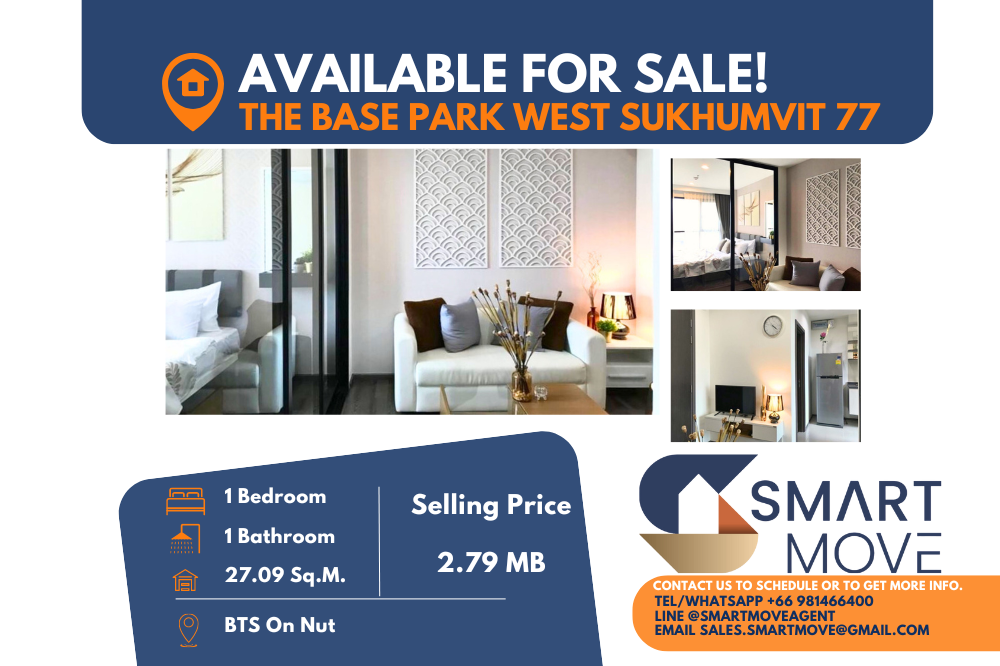 For SaleCondoOnnut, Udomsuk : For sale 📣 Code C20230109684.......The Base Park West Sukhumvit 77, 1 bedroom, 1 bathroom, high floor 10+, fully furnished, special price‼️ 🔥 🔥 🔥