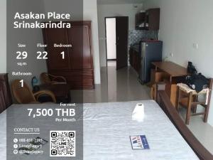 For RentCondoPattanakan, Srinakarin : SH1ZHN Condo for rent Asakan Place Srinakarindra 29 sq m. 22nd floor line id : @livinglegacy call : 088-651-2193