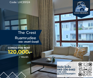 For RentCondoWitthayu, Chidlom, Langsuan, Ploenchit : For Rent 🏙️The Crest Ruamrudee🛌192.25 sq.m. 3 beds/ 3 baths🚝BTS Ploenchit