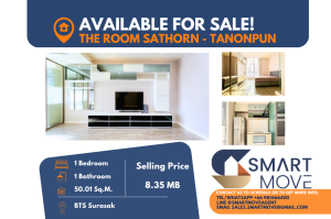 For SaleCondoSathorn, Narathiwat : 🔥“Sale with tenant “ 📣 Large room Code C20240900036.......The Room Sathorn - Tanonpun, 1 bedroom, 1 bathroom, high floor 13+, furnished, modern style, Special Deal!!🔥