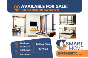 For SaleCondoSathorn, Narathiwat : For Sale 💥 Big size room 💥Code C20221201544.......The Bangkok Sathorn for sale, 2 bedrooms, 2 bathrooms, high floor 23+, City View, Rare Item, furnished, Special Deal!!🔥