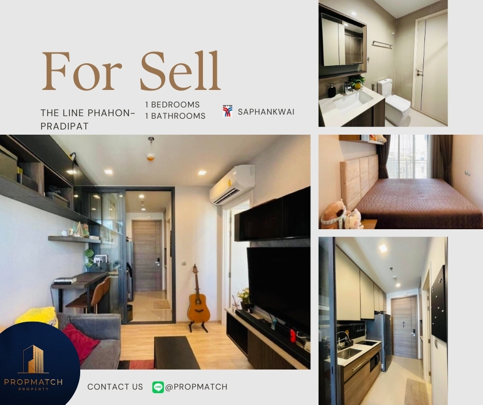 For SaleCondoSapankwai,Jatujak : ⚡️Price drop!! Cheapest in the project⚡️The Line Phahol-Pridipat (1 bedroom, 34 sq m.) High floor, great view, fully furnished!! Price only 4.8 million baht. Tel.0981315848 @propmatch