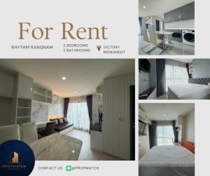 For RentCondoRatchathewi,Phayathai : 👉🏻Dont miss out on this great price!!👈🏻 Rhythm Rangnam (2 bedrooms, 2 bathrooms, 57 sq m.) Fully furnished and ready to move in!! Only 42,000 baht per month Tel.0981315848 @propmatch