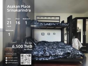 For RentCondoPattanakan, Srinakarin : SJ8X9F Condo for rent Asakan Place Srinakarindra 21 sq m. 16th floor line id : @livinglegacy call : 088-651-2193