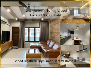 For RentTownhouseSathorn, Narathiwat : ❤ 𝐅𝐨𝐫 𝐫𝐞𝐧𝐭 ❤ 4-storey townhouse, Chong Nonsi, 2 bedrooms, fully furnished, 80 sq m. ✅ Near Rung Charoen Market and Central Rama 3