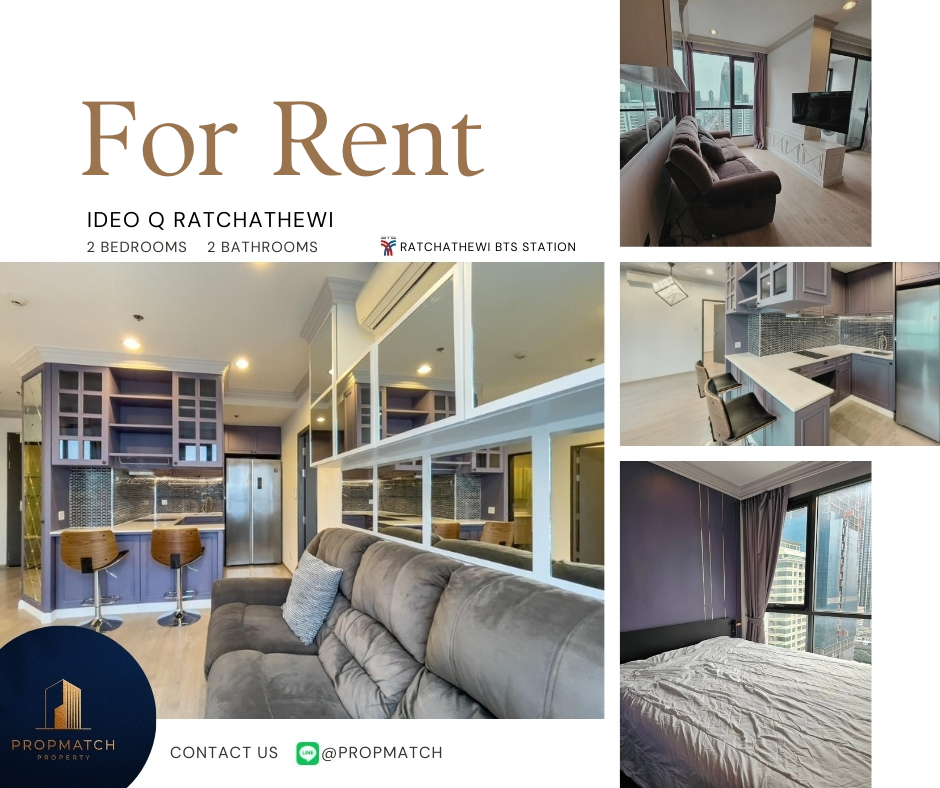 For RentCondoRatchathewi,Phayathai : 📢 Amazing price, don't miss it📢 IDEO Q Ratchathewi (2 bedrooms, 2 bathrooms, 60 sq m.) Fully furnished, ready to move in!! Only 35,000 baht per month Tel.0981315848 @propmatch