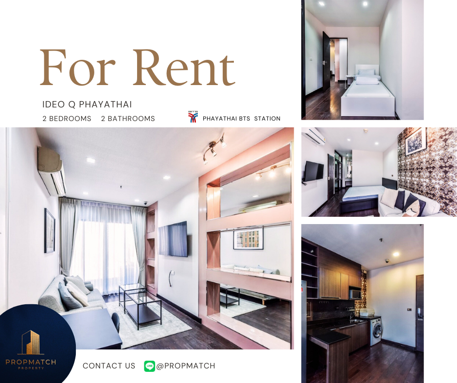 For RentCondoRatchathewi,Phayathai : ✨Wow price, super decorated room✨ IDEO Q Phayathai (2 bedrooms, 2 bathrooms, 70 sq m.) Fully furnished, ready to move in!! Only 35,000 baht per month Tel.0981315848 @propmatch