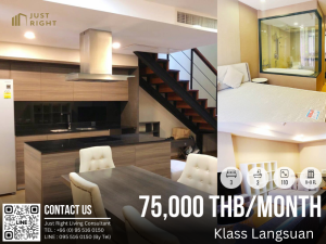 ให้เช่าคอนโดวิทยุ ชิดลม หลังสวน : ให้เช่า Klass Lang Suan 3 ห้องนอน 3 ห้องน้ำ 110 ตร.ม. ชั้น x เฟอร์ฯครบ พร้อมเข้าอยู่ 75,000/เดือน สัญญา 1 ปีเท่านั้น