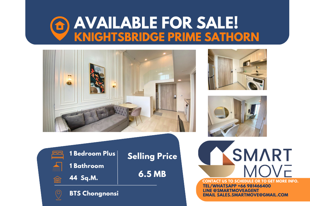 For SaleCondoSathorn, Narathiwat : FOR SALE !! 🔥🔥Code C20231000001.......KnightsBridge Prime Sathorn, 1 bedroom Plus Duo Space, 1 bathroom, high floor 29+, North Facing, furnished, Special Deal!! 💥Rare Item!! 💥