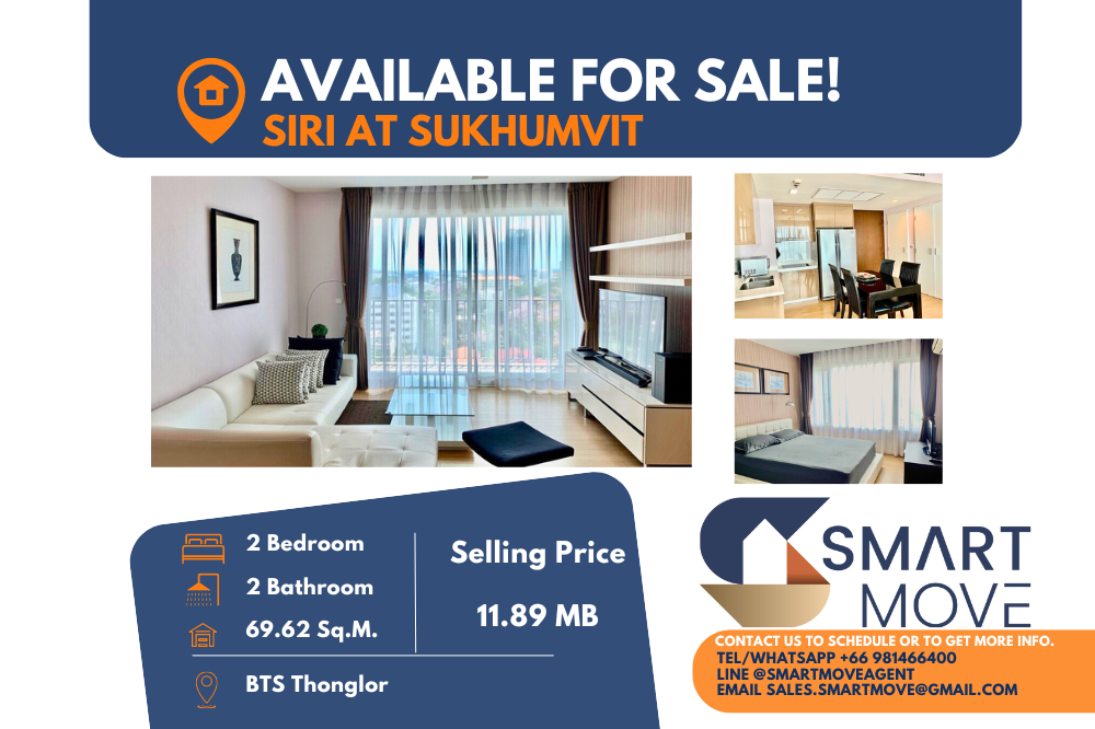 For SaleCondoSukhumvit, Asoke, Thonglor : FOR SALE !! 🔥🔥🔥Code C20230204169.......Siri At Sukhumvit, 2 bedrooms, 2 bathrooms, South Facing, With bathtub, furnished, Special Deal!! 📢