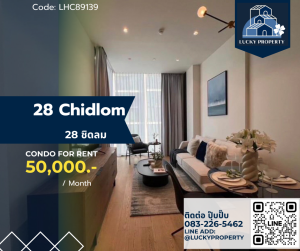 ให้เช่าคอนโดวิทยุ ชิดลม หลังสวน : For Rent : 28 Chidlom 1Bed 46 sq.m.Jewel Room  Fully furnished BTS Chidlom