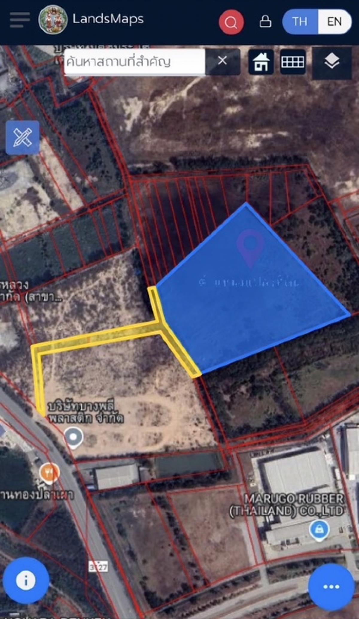 For SaleLandPattaya, Bangsaen, Chonburi : Land for sale, 20 rai, Amata City Chonburi, Phase 10, purple pattern, with title deed, near Road 3127 (200 meters)