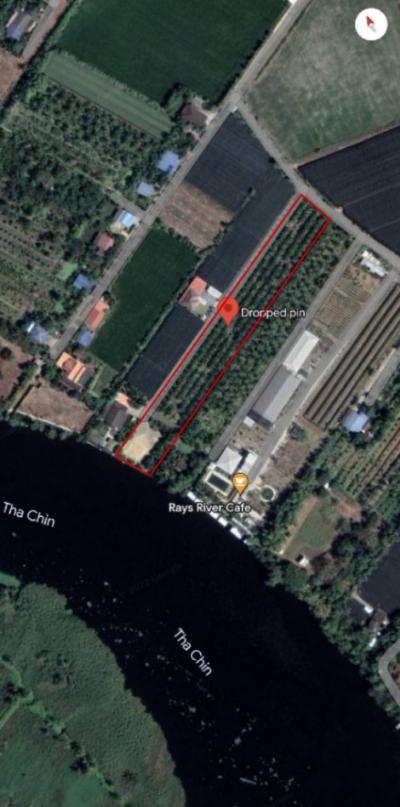 For SaleLandMahachai Samut Sakhon : Land for sale, next to the Tha Chin River, 5 rai, 2 ngan, 86 square wa, Bang Yang District, Krathum Baen Subdistrict