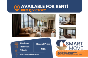 For RentCondoAri,Anusaowaree : FOR RENT !! 🔥🔥Code C20240900076..........Ideo Q Victory, 2 bedrooms, 1 bathroom, high floor 31+, furnished, ready to move in