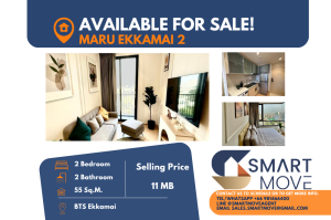 For SaleCondoSukhumvit, Asoke, Thonglor : 🔥FOR SALE !! 🔥Code C20240700042.......Maru Ekkamai 2, 2 bedrooms, 2 bathrooms, high floor 14+, East Facing, furnished, Special Deal!!, ⚡️Pet Friendly!!! ⚡️