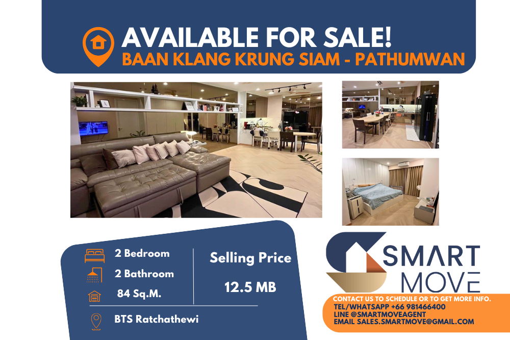 For SaleCondoRatchathewi,Phayathai : 🔥🔥FOR SALE !! Code C20240700069.......Baan Klang Krung Siam - Pathumwan, 2 bedrooms, 2 bathrooms, City View, high floor 24+, furnished, Special Deal!!