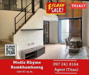 For RentCondoRamkhamhaeng, Hua Mak : 🔥🔥 Modiz Rhyme Ramkhamhaeng, brand new room, Duplex, very spacious, ready to move in, fully furnished, like to come and talk at the event (T01417)