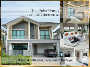 For SaleHousePattaya, Bangsaen, Chonburi : ❤ 𝐅𝐨𝐫 𝗦𝗮𝗹𝗲 ❤ 2-storey detached house, The Palm Pako Pattaya, 3 bedrooms, furniture as shown in the picture, 60.7 square wah ✅ Near Terminal 21 Pattaya