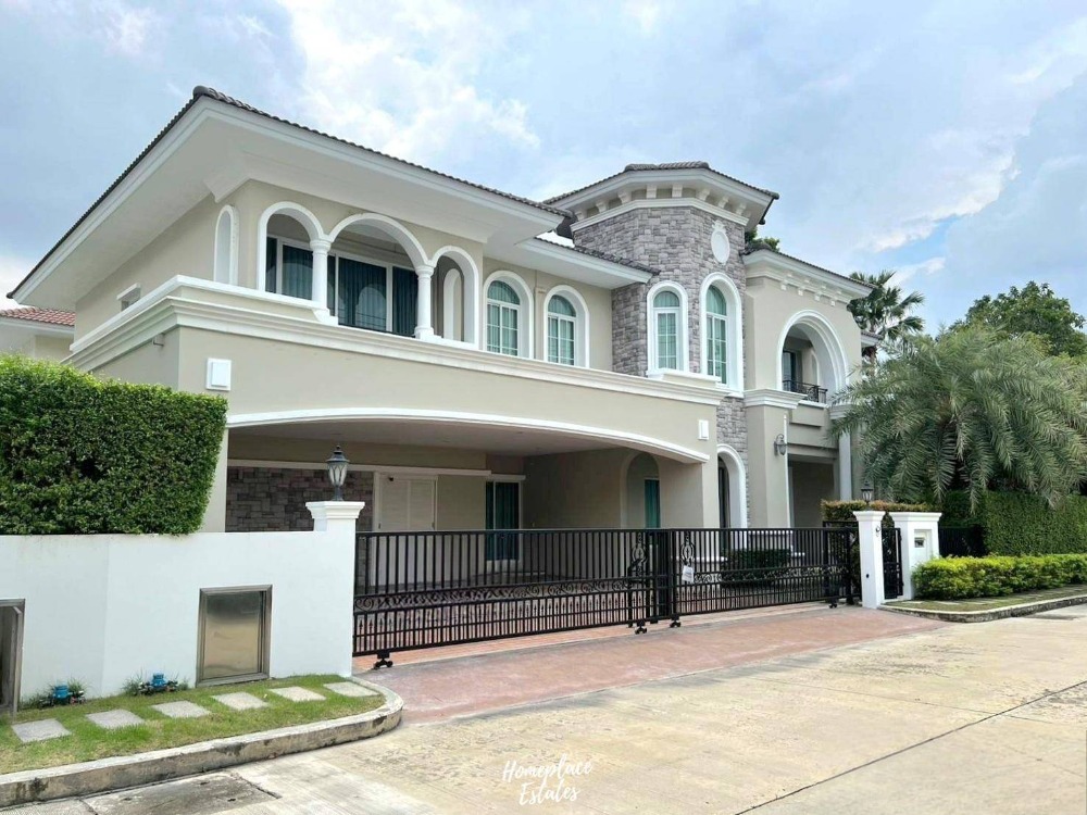 For SaleHouseLadkrabang, Suwannaphum Airport : Luxury Two Grande Monaco Bangna-Wongwaen, a premium luxury project, “corner house“, fully decorated with built-in throughout the house, ready to move in