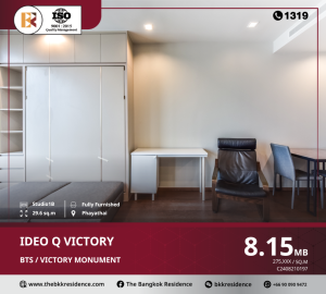 For SaleCondoAri,Anusaowaree : Ideo Q Victory, a luxury condo ready to move in, convenient to travel, near BTS Victory Monument