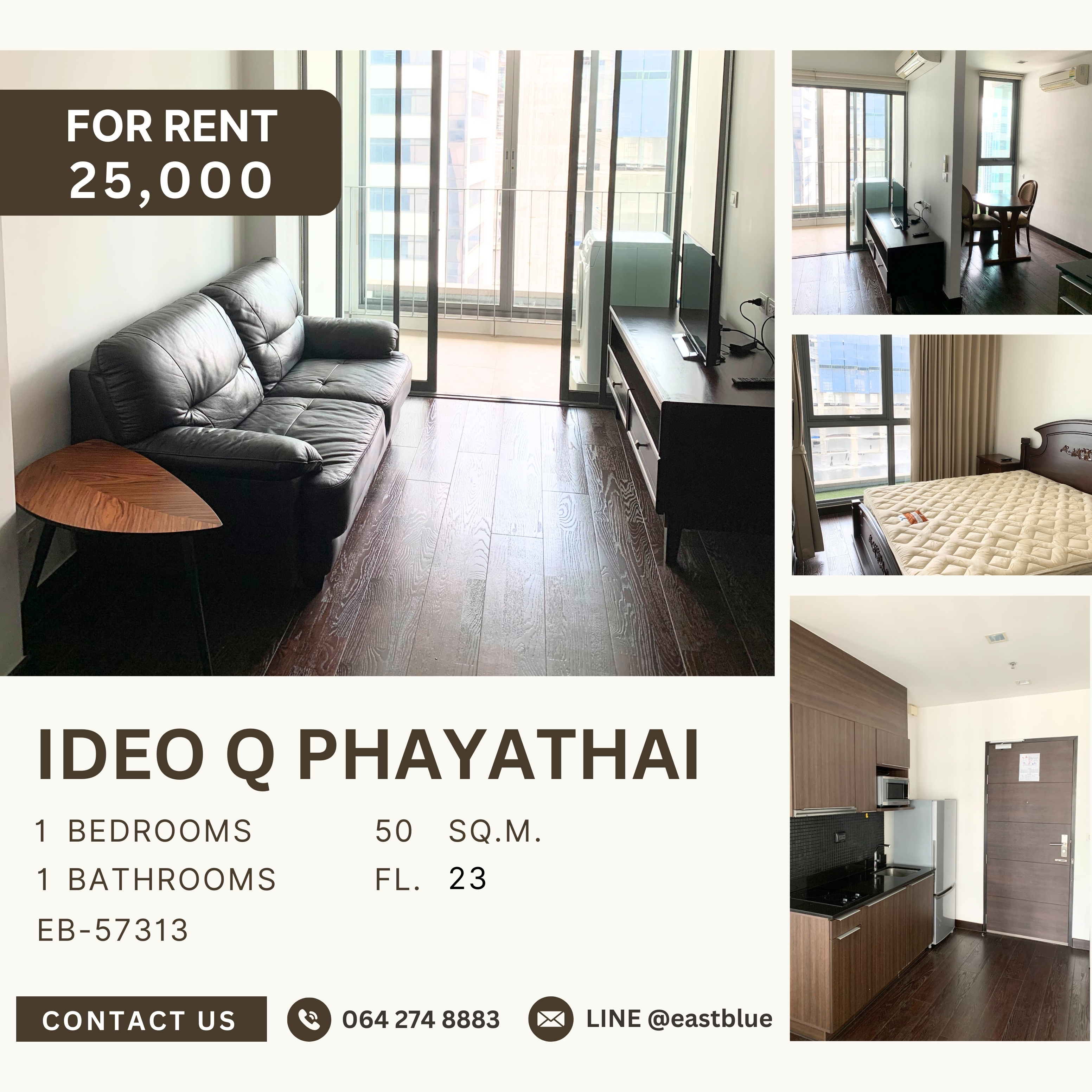 ให้เช่าคอนโดราชเทวี พญาไท : Ideo Q Phayathai, 1 bed, 25000 per month