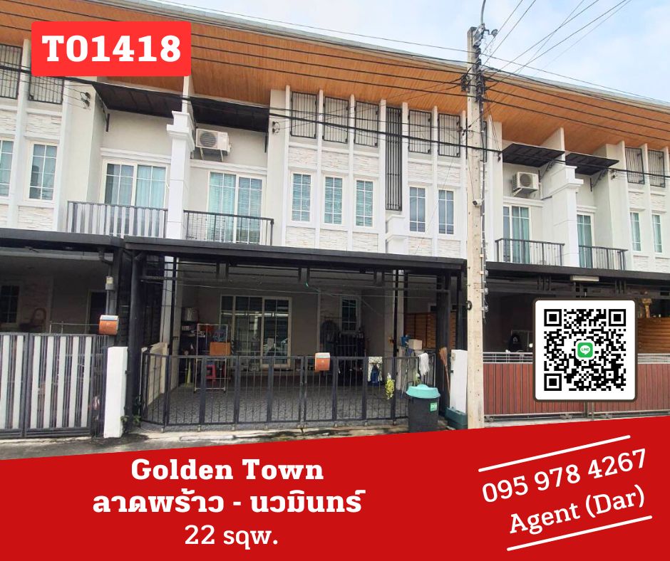 For RentTownhouseKaset Nawamin,Ladplakao : 🔥Golden Town Lat Phrao Kaset Nawamin 🔥Ready to move in, fully furnished, convenient to travel, if you like to talk, come to the event!!! (T01423)