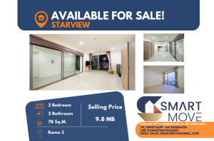 For SaleCondoRama3 (Riverside),Satupadit : 💥For Sale Empty room !! 💥Code C20240700002.......Star View, 2 bedrooms, 2 bathrooms, high floor 30+, River View, Special Deal!!