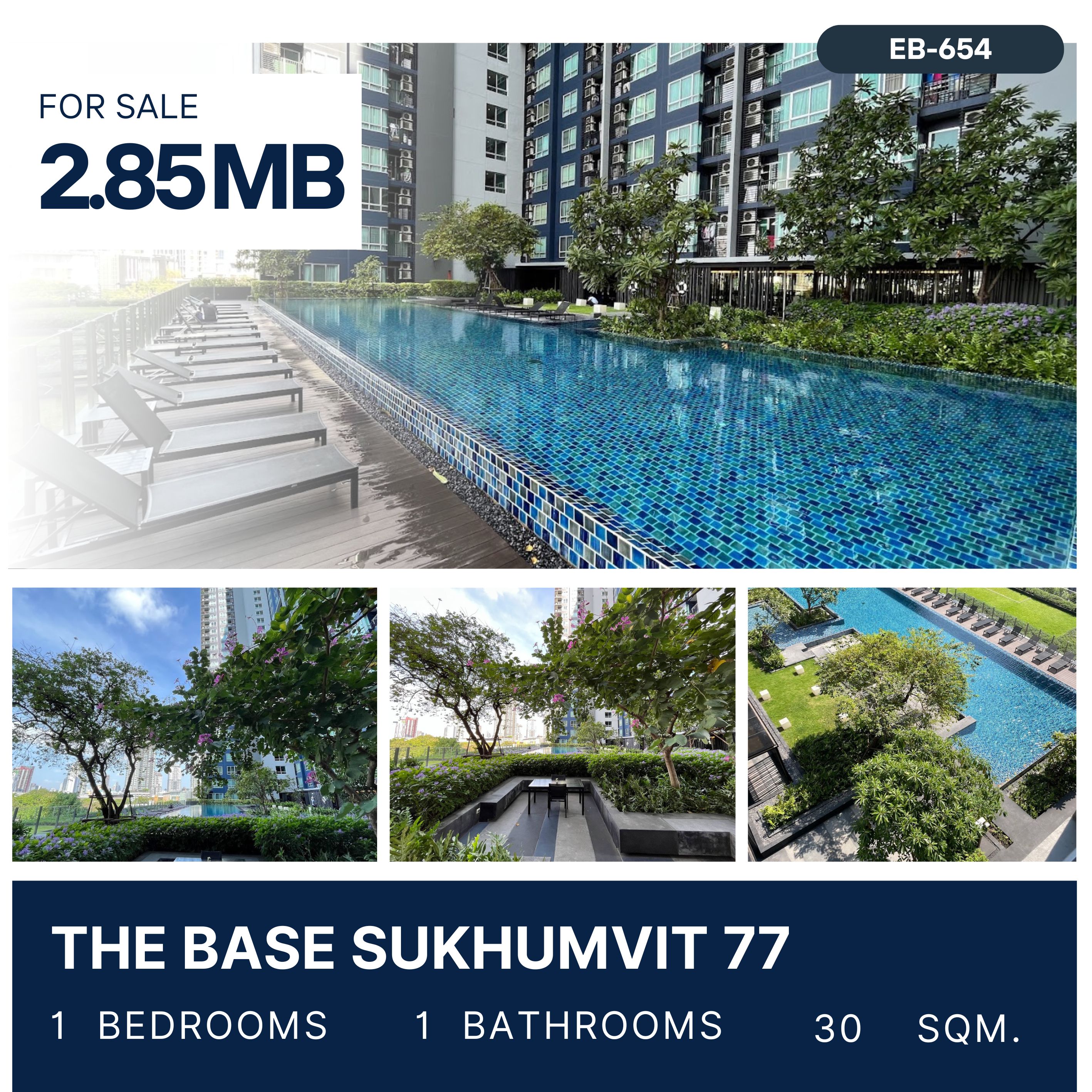 For SaleCondoOnnut, Udomsuk : The Base Sukhumvit 77 1 Bedroom, Fl.30+ ,Nice View 2.35 MB