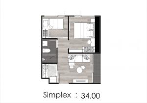 Sale DownCondoSamut Prakan,Samrong : Down payment for sale: Origin Plug & Play E22 Station, 4th floor (corner room), Simplex 1 Bed Plus (34.60 sq m), near BTS Sai Luat Station