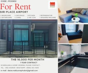 For RentTownhousePhuket : For rent!! Fully furnished, Siri Place Airport Thalang Phuket