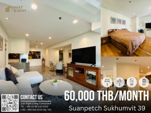 For RentCondoSukhumvit, Asoke, Thonglor : For rent Baan Suanpetch Sukhumvit 39, 3 bedroom, 3 bathroom, size 137 sq.m, Floor 1x, Fully furnished, only 60,000/m, 1 year contract only.