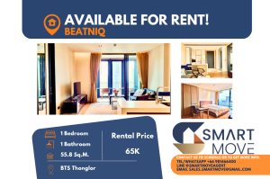 For RentCondoSukhumvit, Asoke, Thonglor : 🔥FOR RENT !! 🔥 Code C20221207149..........Beatniq, 1 bedroom, 1 bathroom, high floor, furnished, ready to move in, ⚡️luxury condo!!⚡️