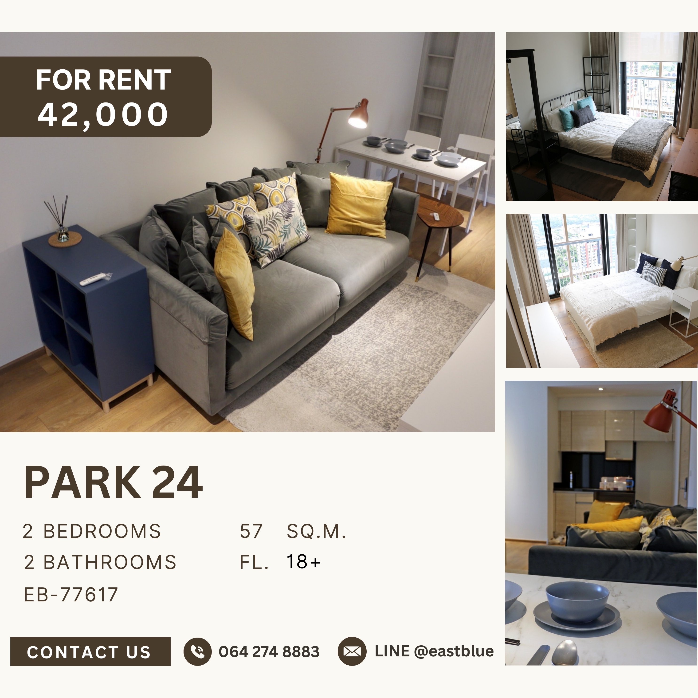 For RentCondoSukhumvit, Asoke, Thonglor : Park 24, 2 bed, 42000 per month